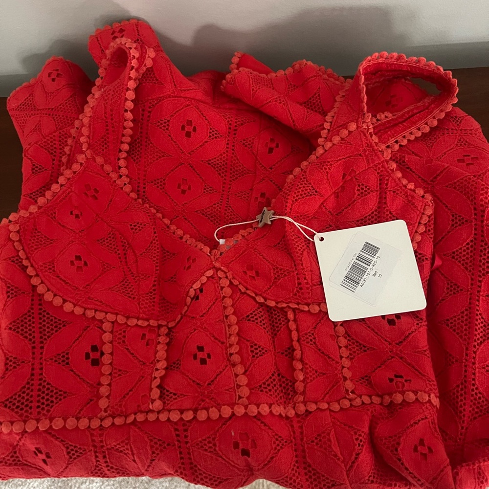 Red Lace Mini Dress Size Medium - Picture 3 of 5